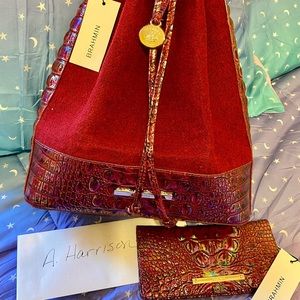 Brahmin Marlowe in Sangria Alden with matching Ady wallet both NWT